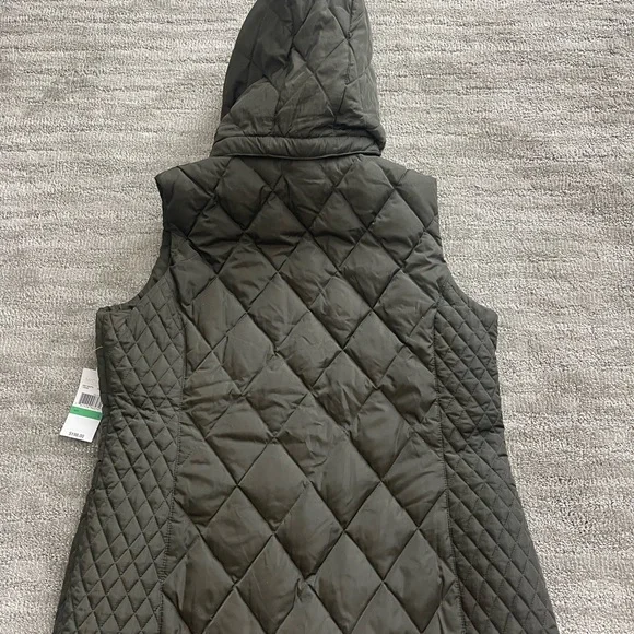 Michael Kors Down Vest with removable hood Women’s Size L Dark Olive - Picture 2 of 4